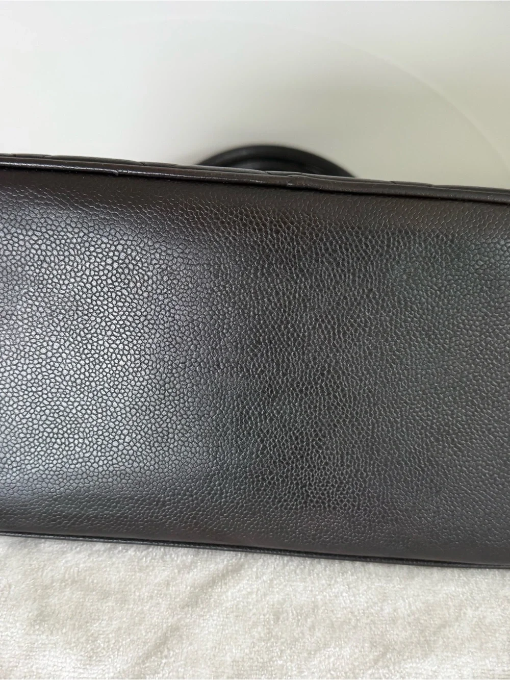Chanel Vintage Medallion Tote Dark Brown Caviar Leather Gold Hardware